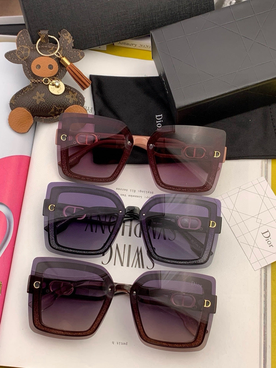 Dior CD9988 Polarized Square Pink Lens Sunglasses for Men & Women - 398730 - detail image 4