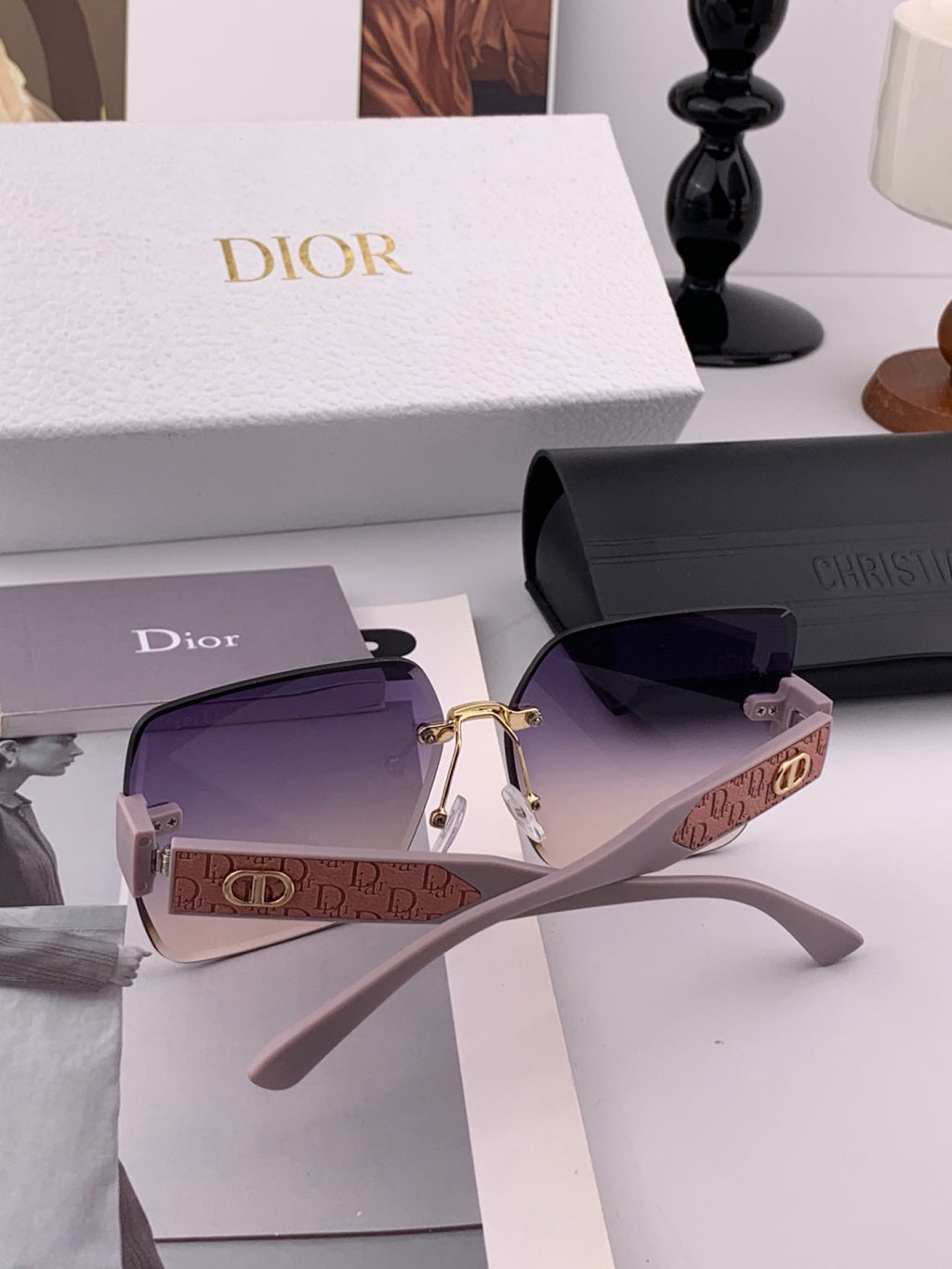 Dior D3235 Square Red Lens Sunglasses for Men & Women - detail image 3