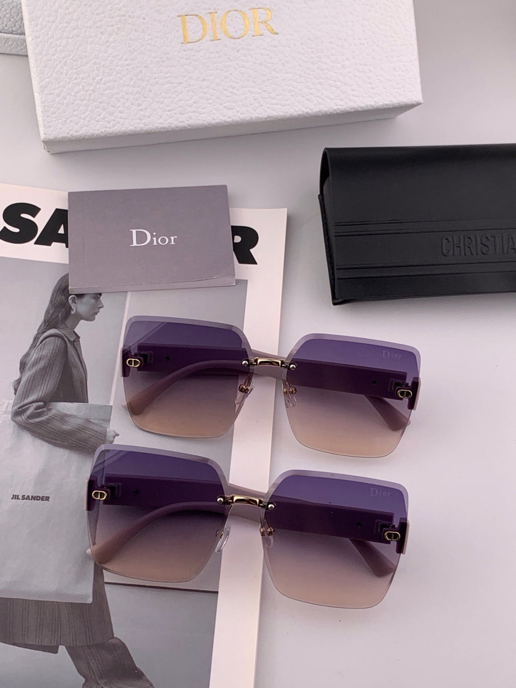 Dior D3235 Square Red Lens Sunglasses for Men & Women - detail image 6