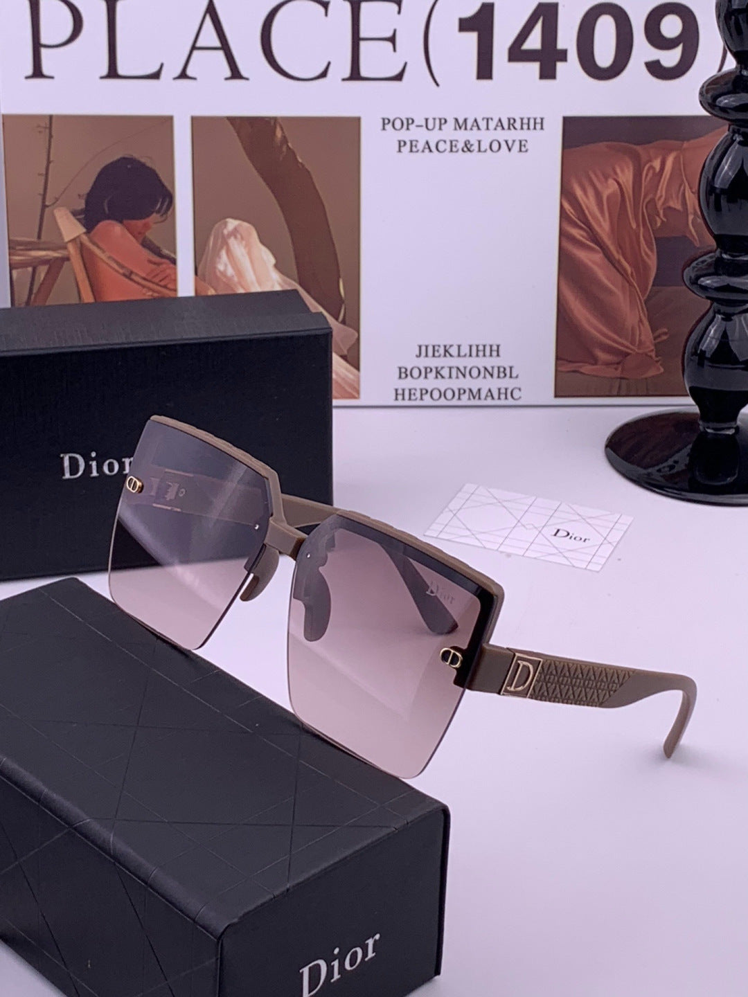 Dior CD9781 Polarized Square Gold Lens Sunglasses for Women - detail image 2