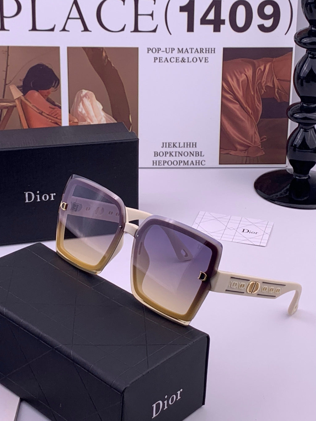 Dior CD2590 Polarized Square Red Lens Sunglasses for Women - 415470 - detail image 2