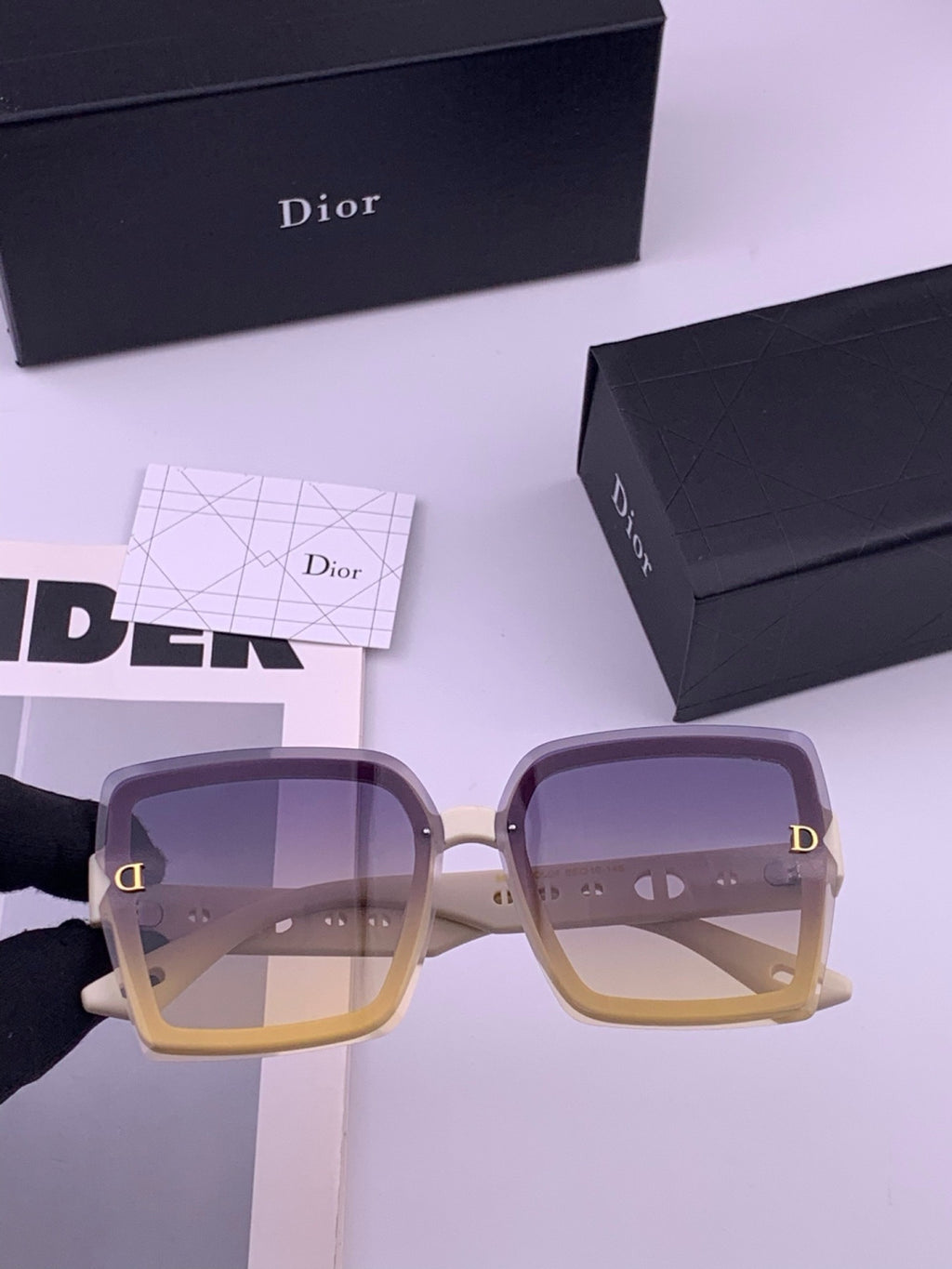 Dior CD2590 Polarized Square Red Lens Sunglasses for Women - 415470 - detail image 5