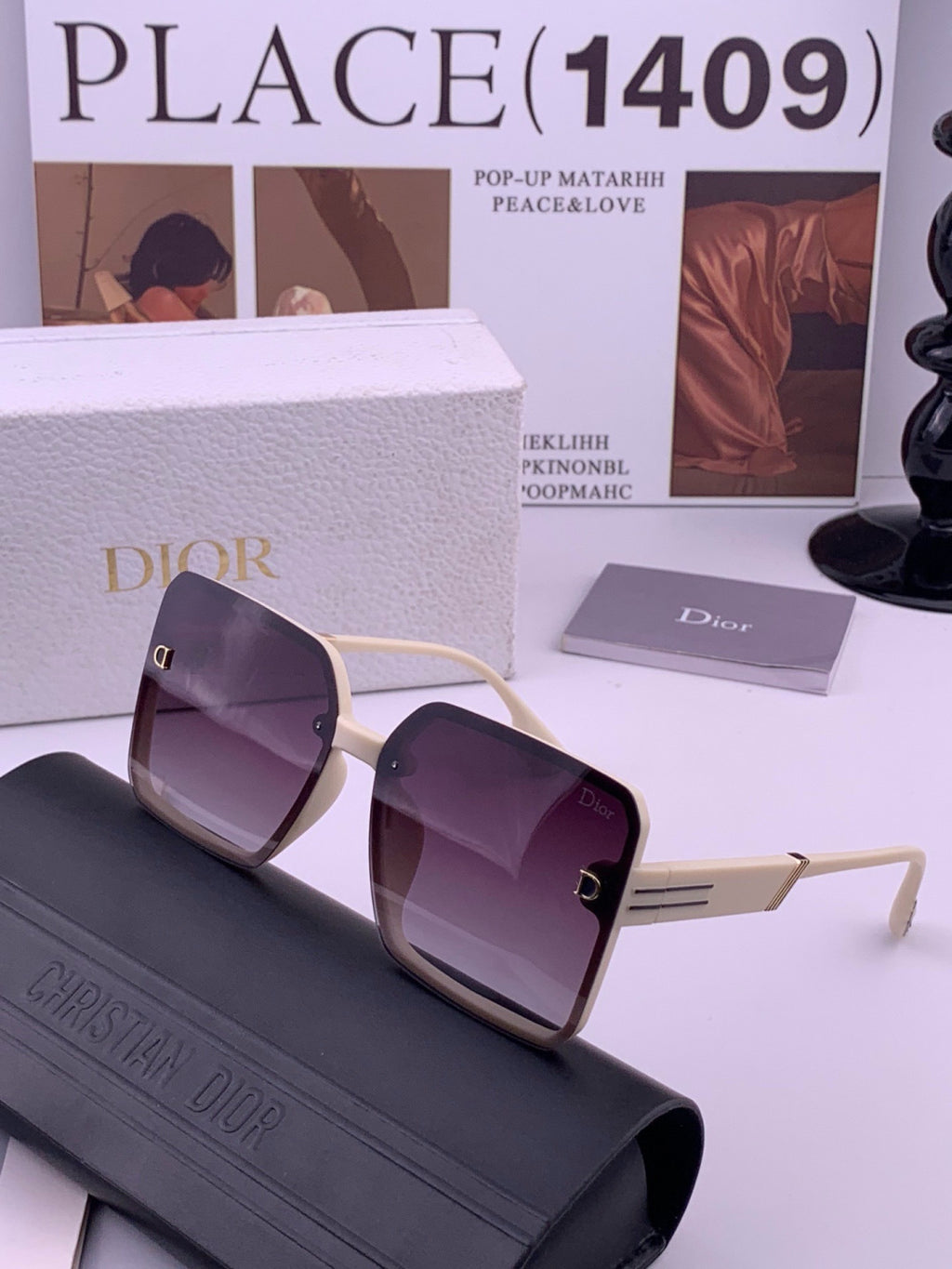 Dior CD8226 Polarized Square Red Lens Sunglasses for Women - 415517