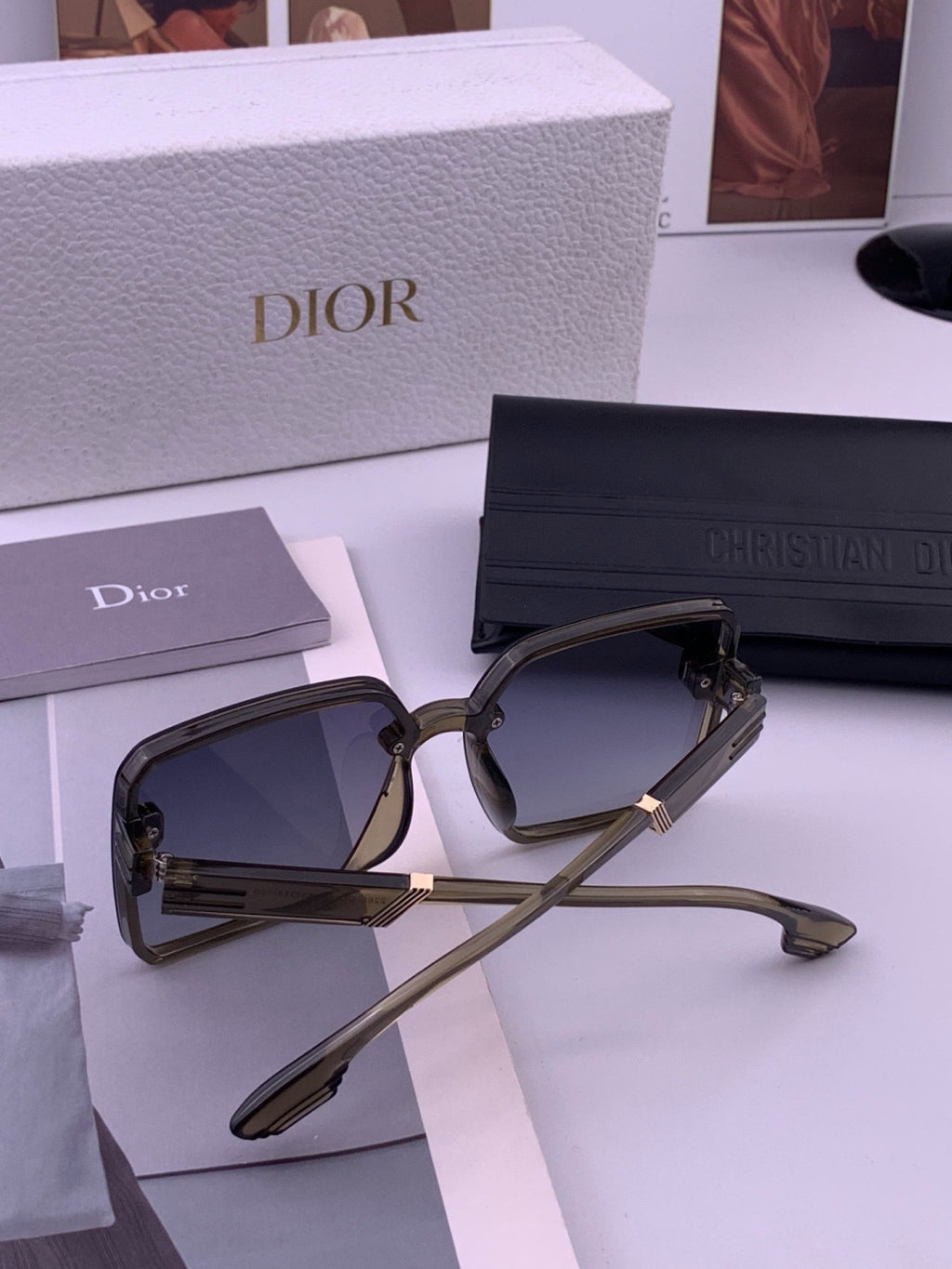 Dior CD8226 Polarized Square Gold Lens Sunglasses for Women - 415518 - detail image 5