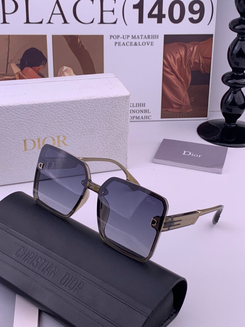 Dior CD8226 Polarized Square Gold Lens Sunglasses for Women - 415518