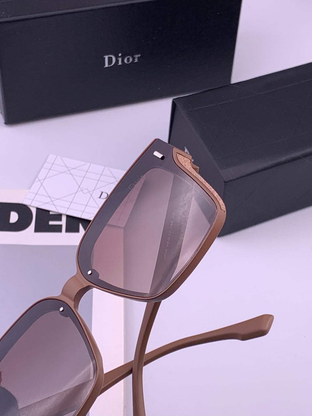 Dior CD883 Polarized Square Gold Lens Sunglasses for Women - 415525 - detail image 5