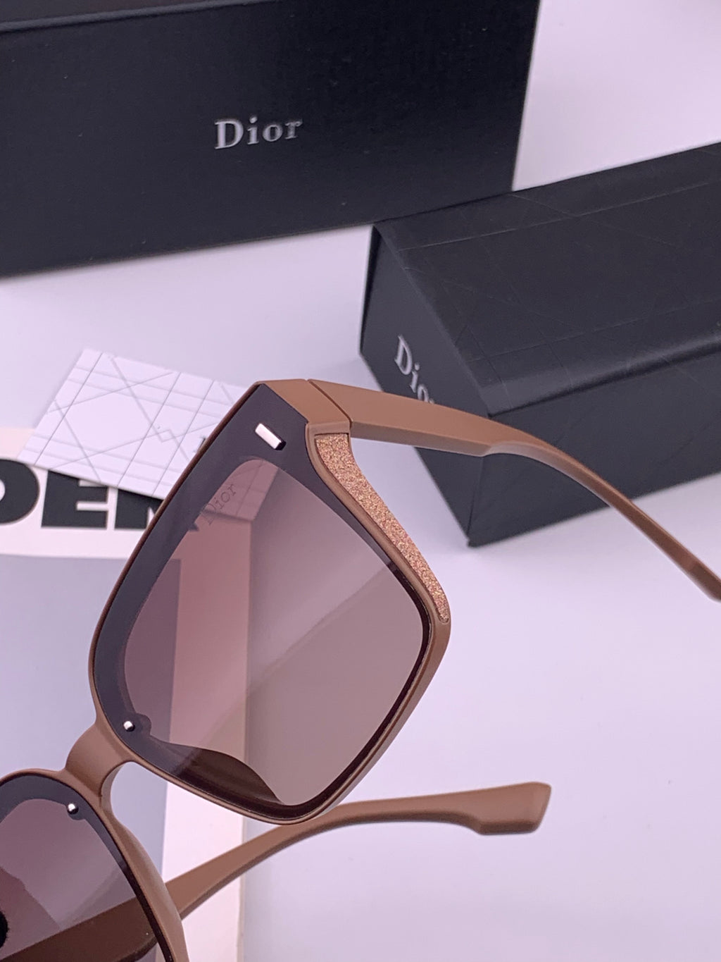 Dior CD883 Polarized Square Gold Lens Sunglasses for Women - 415525 - detail image 3