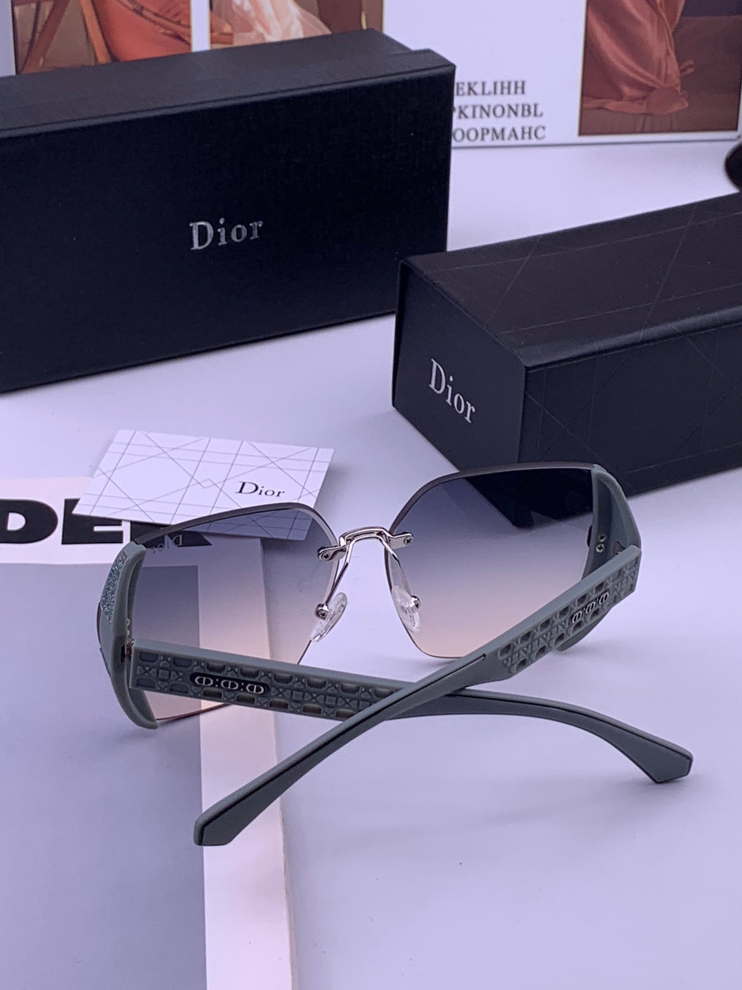 Dior CD5296 Square Gold Lens Sunglasses for Women - 415513 - detail image 7