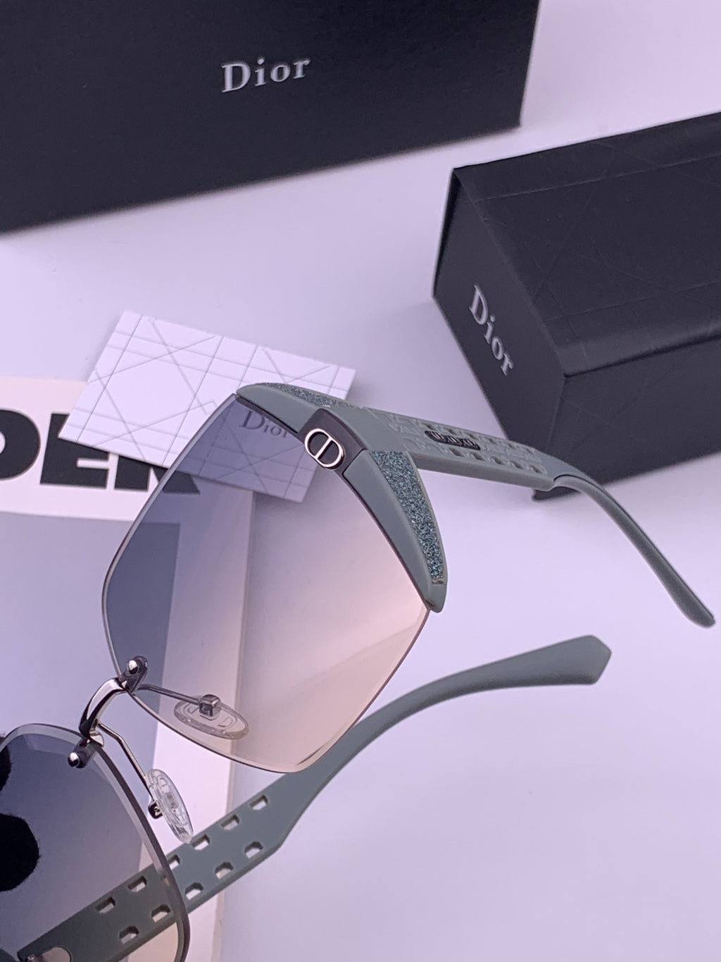 Dior CD5296 Square Gold Lens Sunglasses for Women - 415513 - detail image 3