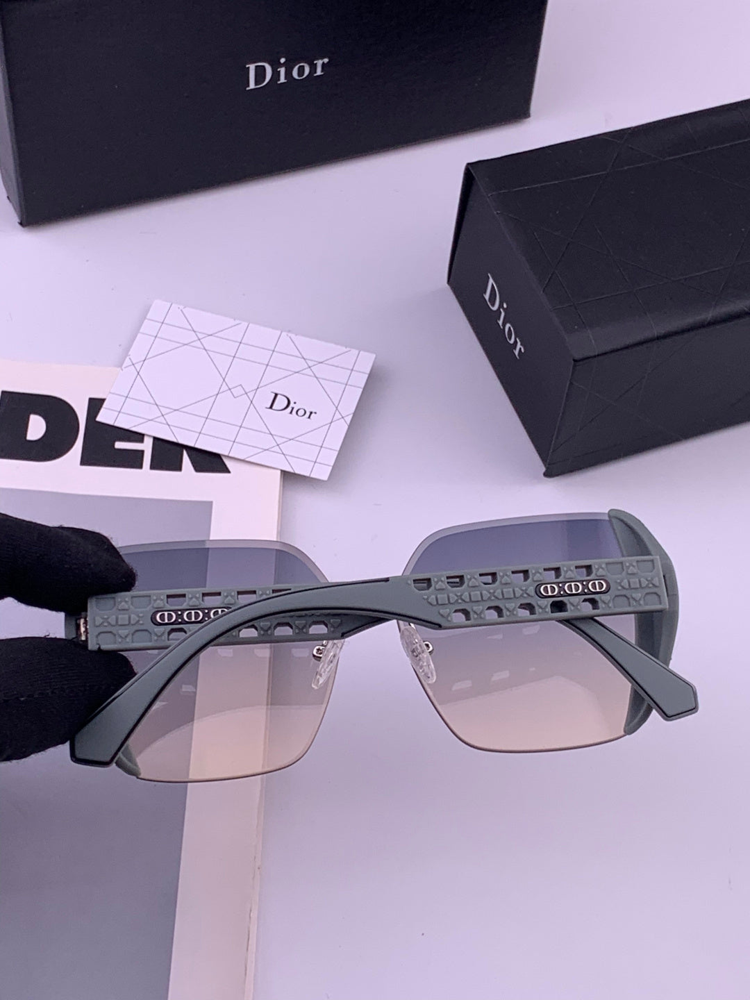 Dior CD5296 Square Gold Lens Sunglasses for Women - 415513 - detail image 6