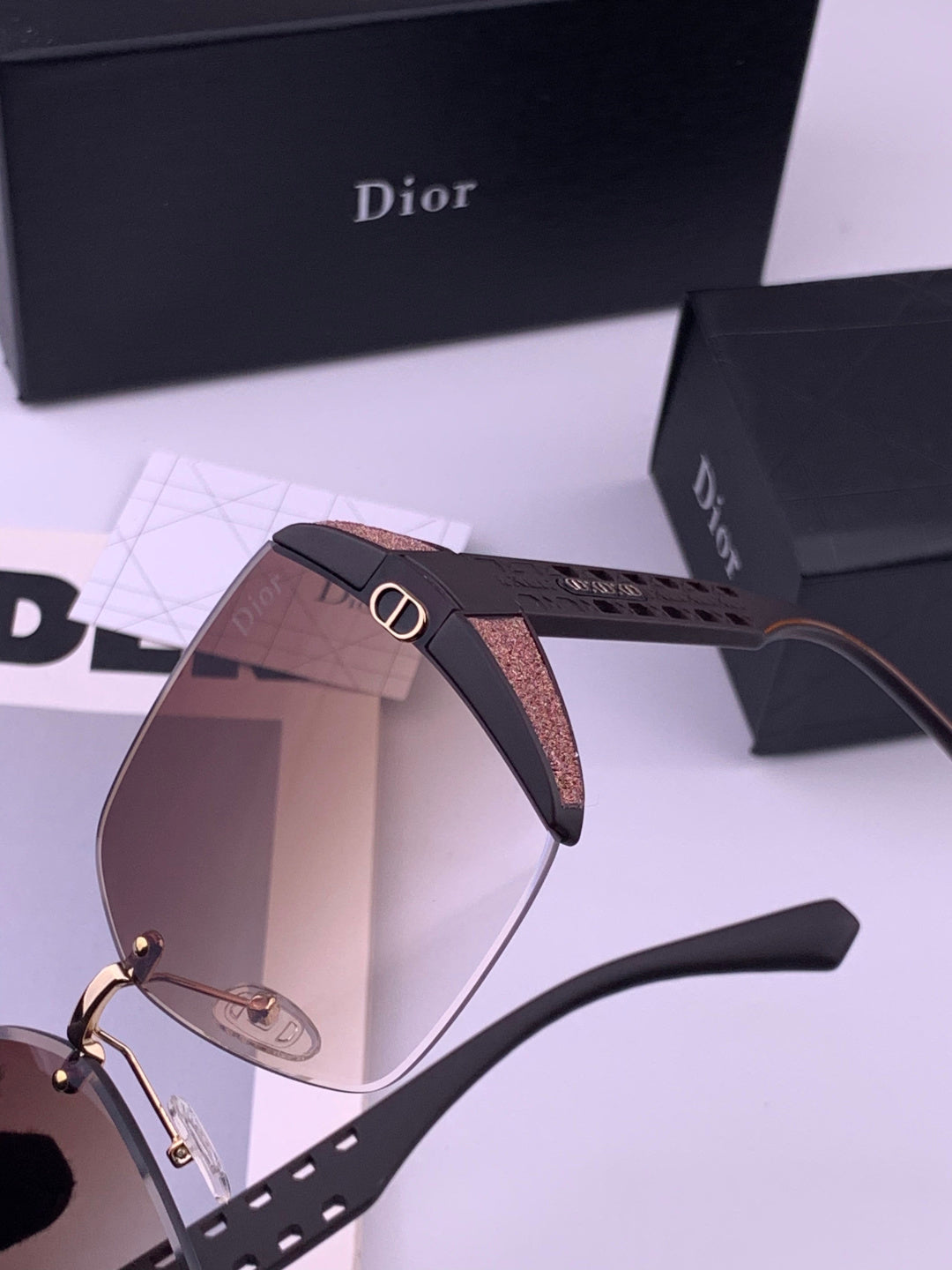 Dior CD5296 Square Gold Lens Sunglasses for Women - 415514 - detail image 3