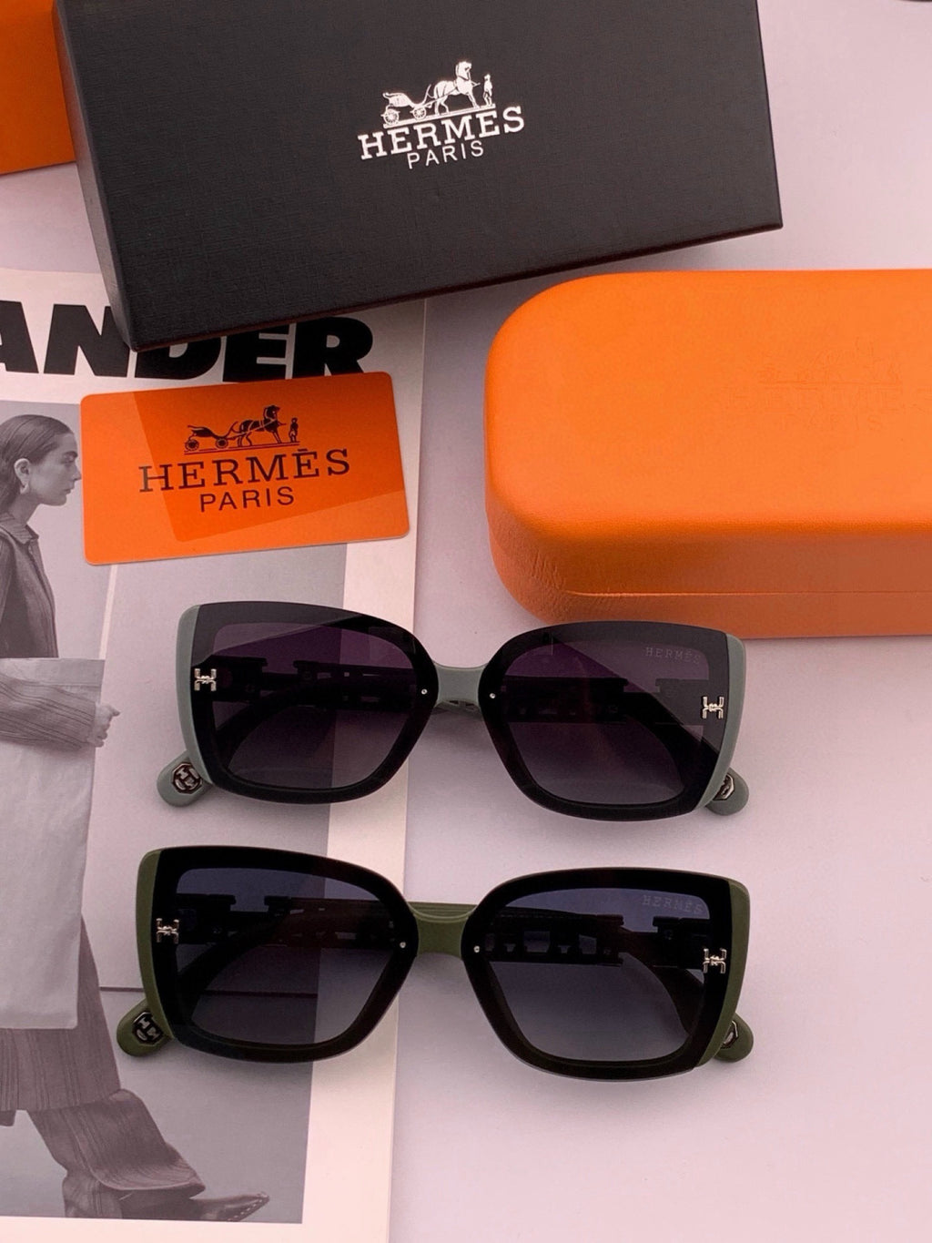 Hermès H3511 Polarized Square Gold Lens Sunglasses for Men & Women - 416518 - detail image 7