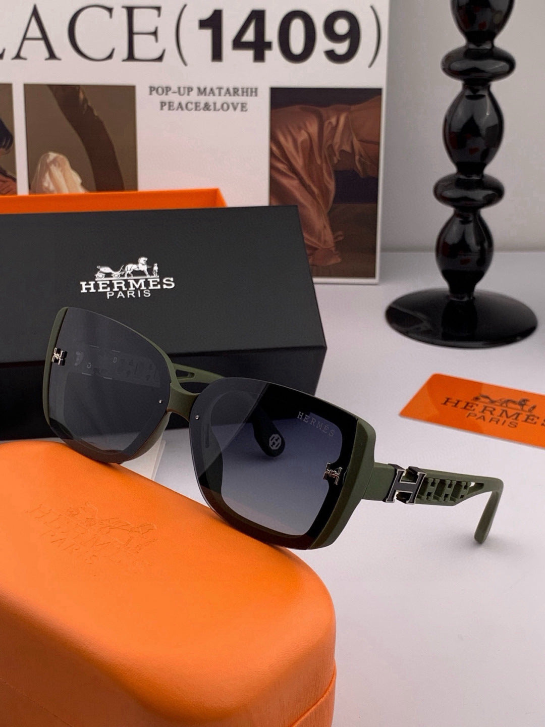 Hermès H3511 Polarized Square Gold Lens Sunglasses for Men & Women - 416518 - detail image 4