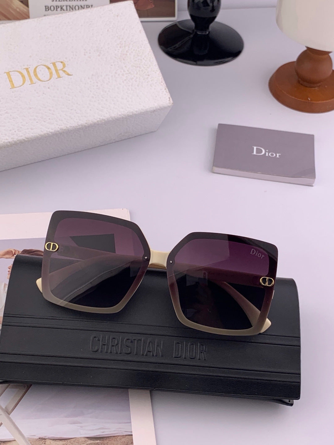 Dior CD4971 Polarized Square Gold Lens Sunglasses for Women - 415505 - detail image 6