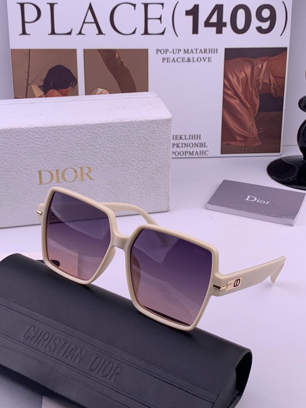 Dior CD4780 Polarized Square Black Lens Sunglasses for Women - 415383