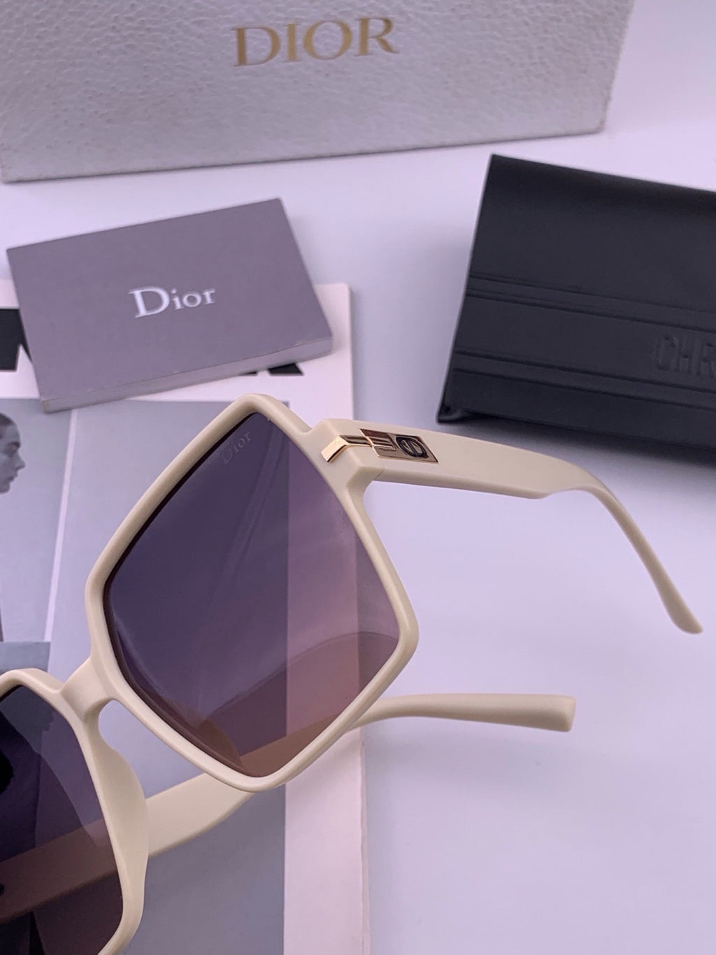 Dior CD4780 Polarized Square Black Lens Sunglasses for Women - 415383 - detail image 2