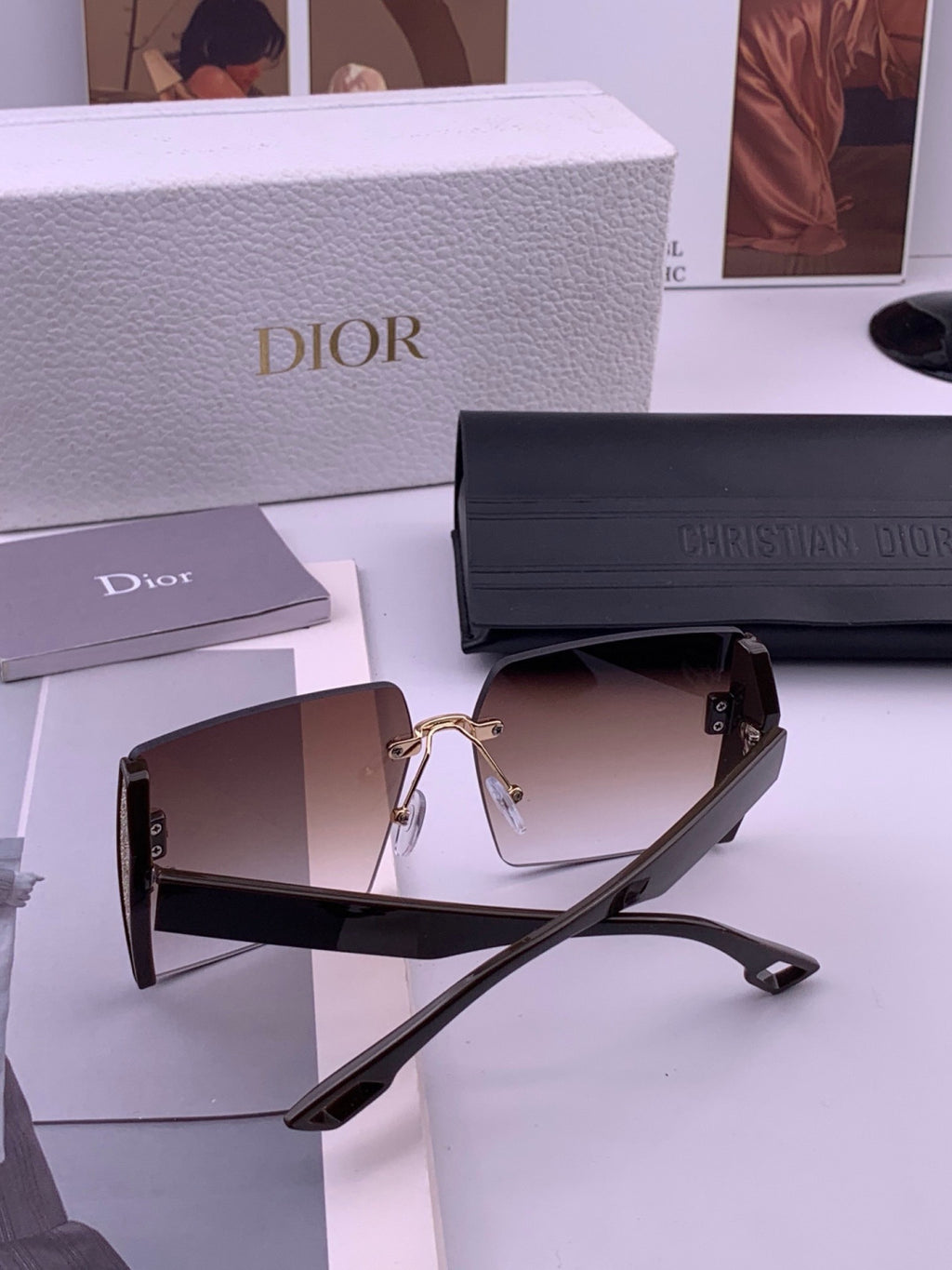 Dior CD2233 Lightweight Metal Rimless Gold Lens Sunglasses for Women - 415384 - detail image 5