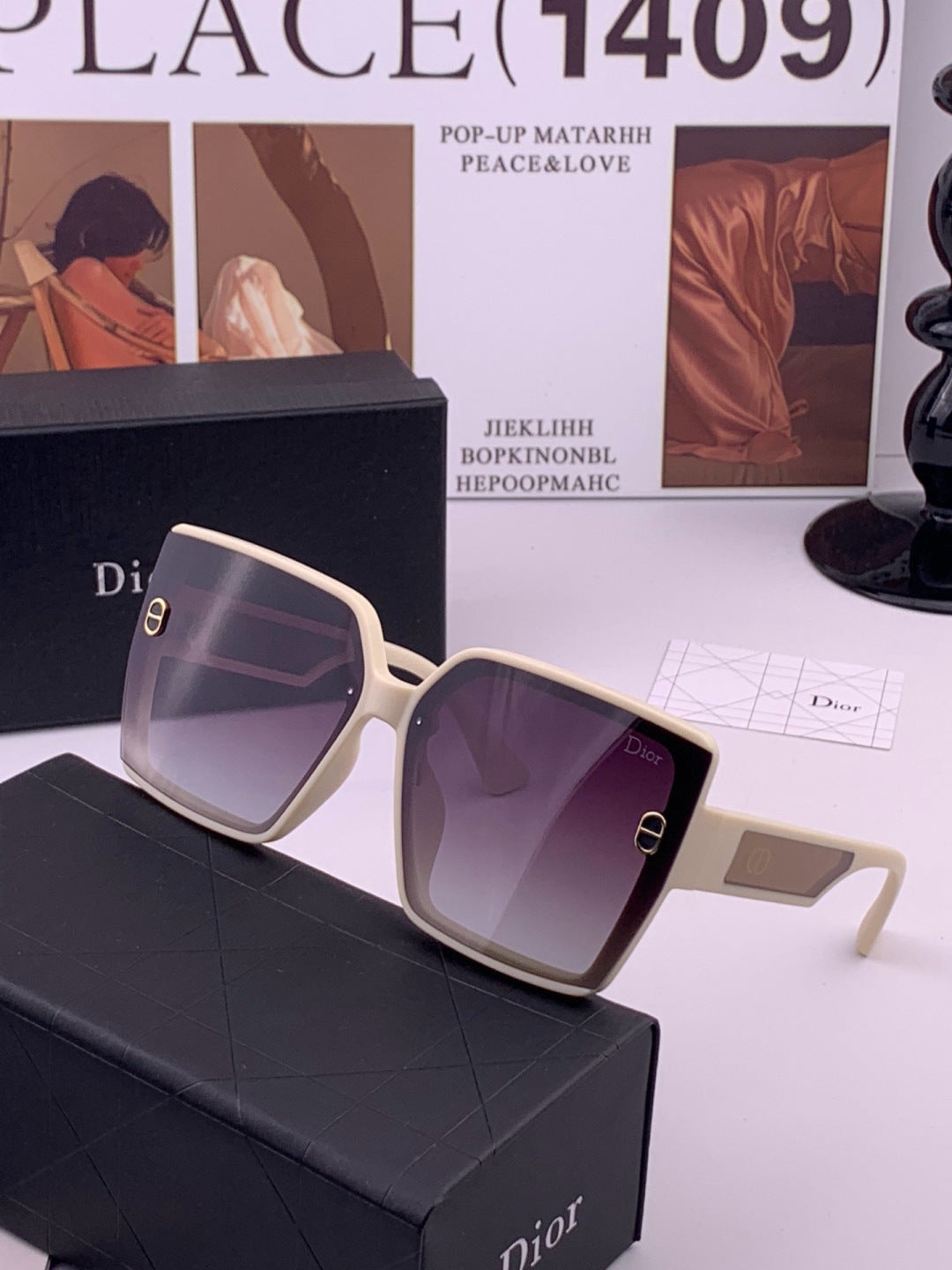 Dior CD3917 Polarized Square Red Lens Sunglasses for Women - 415386 - detail image 2