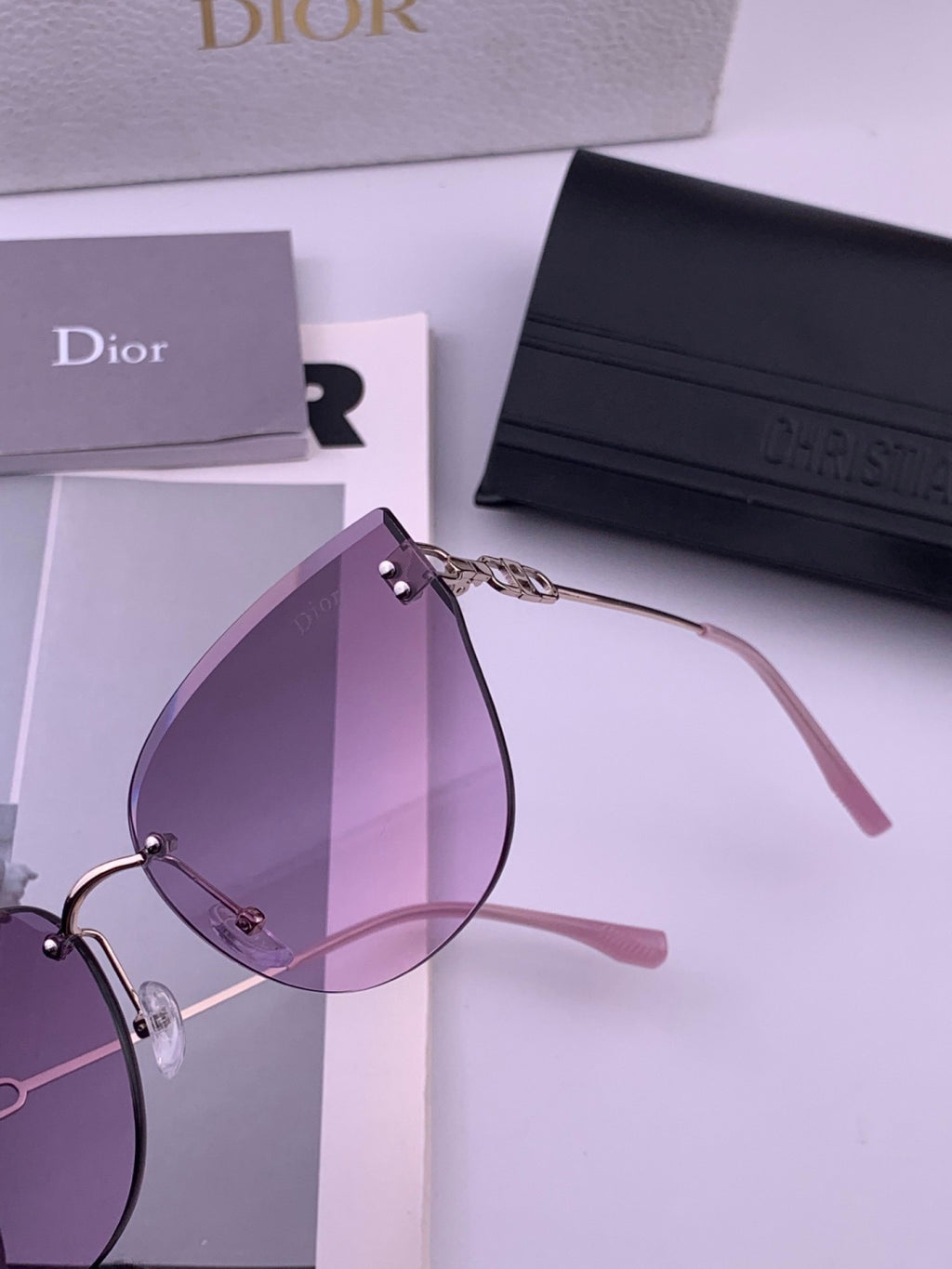 Dior CD3251 Lightweight Rimless Brown Lens Sunglasses for Women - 415439 - detail image 2