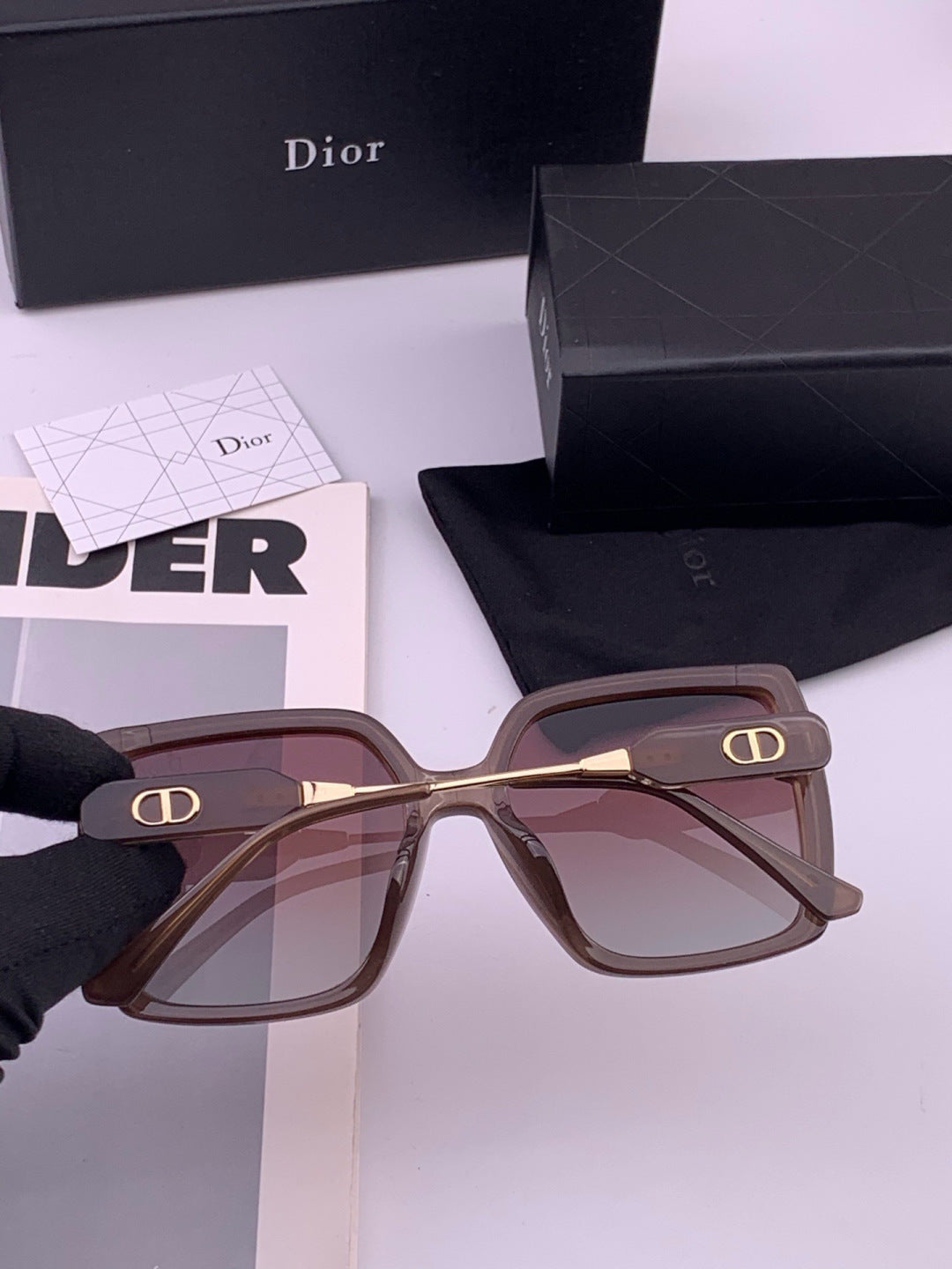 Dior CD6305 Polarized Square Gold Lens Sunglasses for Women - 415432 - detail image 4
