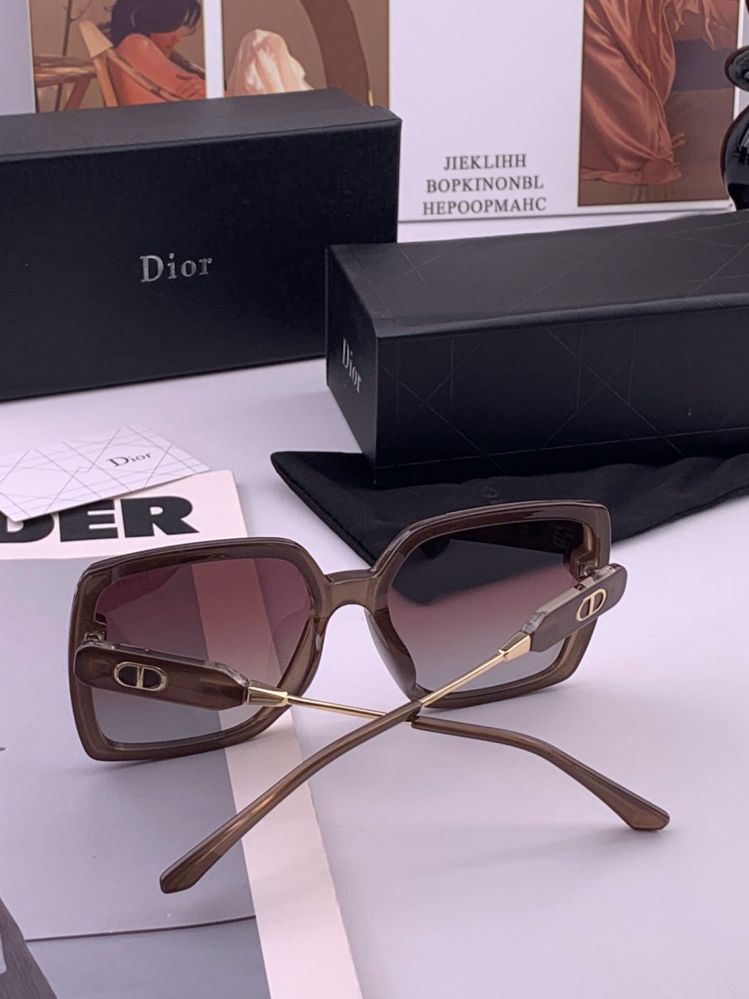 Dior CD6305 Polarized Square Gold Lens Sunglasses for Women - 415432 - detail image 5