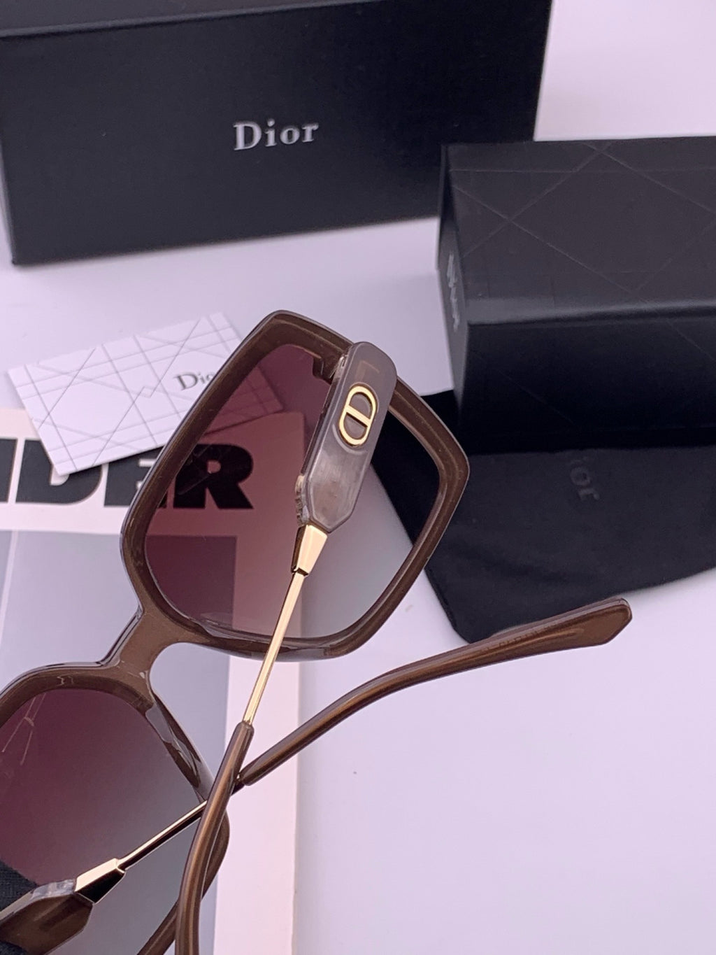Dior CD6305 Polarized Square Gold Lens Sunglasses for Women - 415432 - detail image 6
