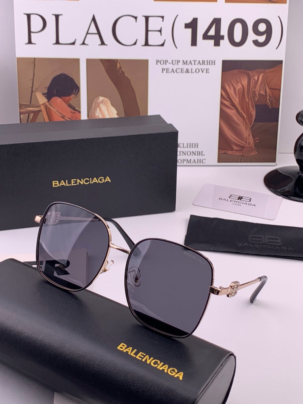 Balenciaga BL7192 Metal Fashion Black Lens Sunglasses for Men & Women - 416126