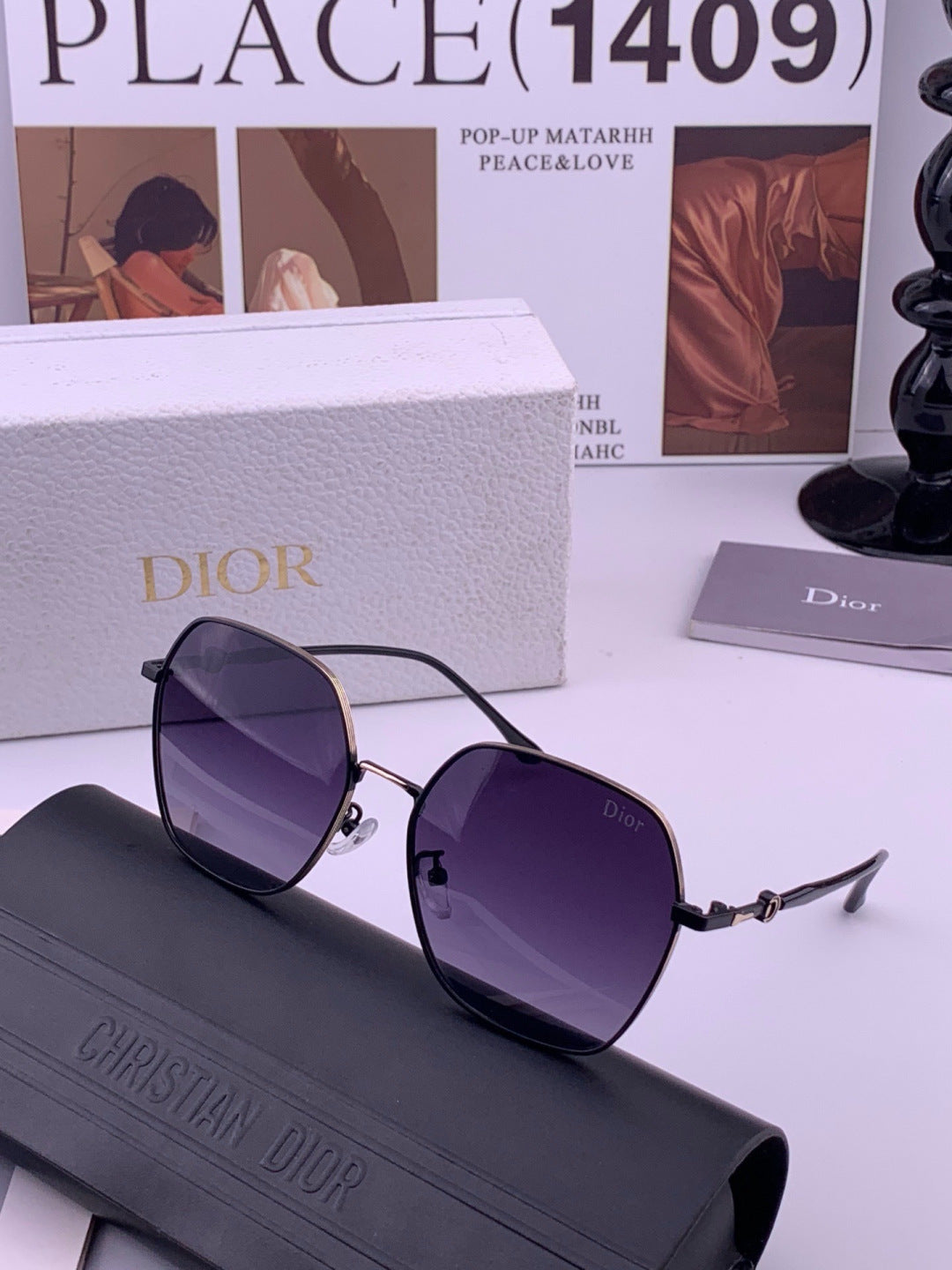 Dior CD7210 Square Gold Lens Sunglasses for Women - 415428 - detail image 2