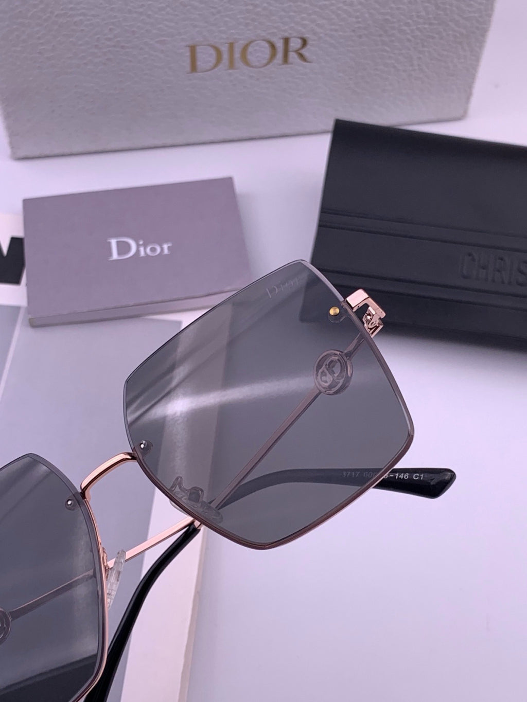 Dior CD7371 Lightweight Rimless Black Lens Sunglasses for Women - 415429 - detail image 6