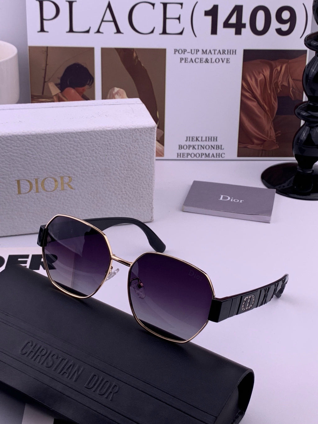 Dior CD9370 Round Black Lens Sunglasses for Women - 415430 - detail image 6