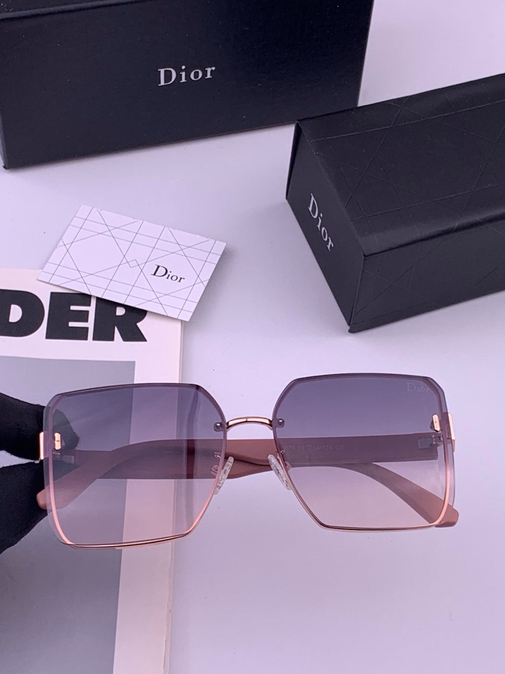 Dior CD0238 Polarized Square Red Lens Sunglasses for Women - 415452