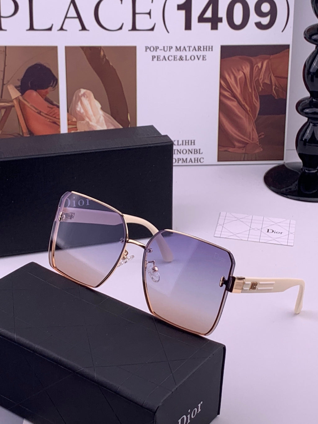 Dior CD0238 Polarized Square Gold Lens Sunglasses for Women - 415453 - detail image 2