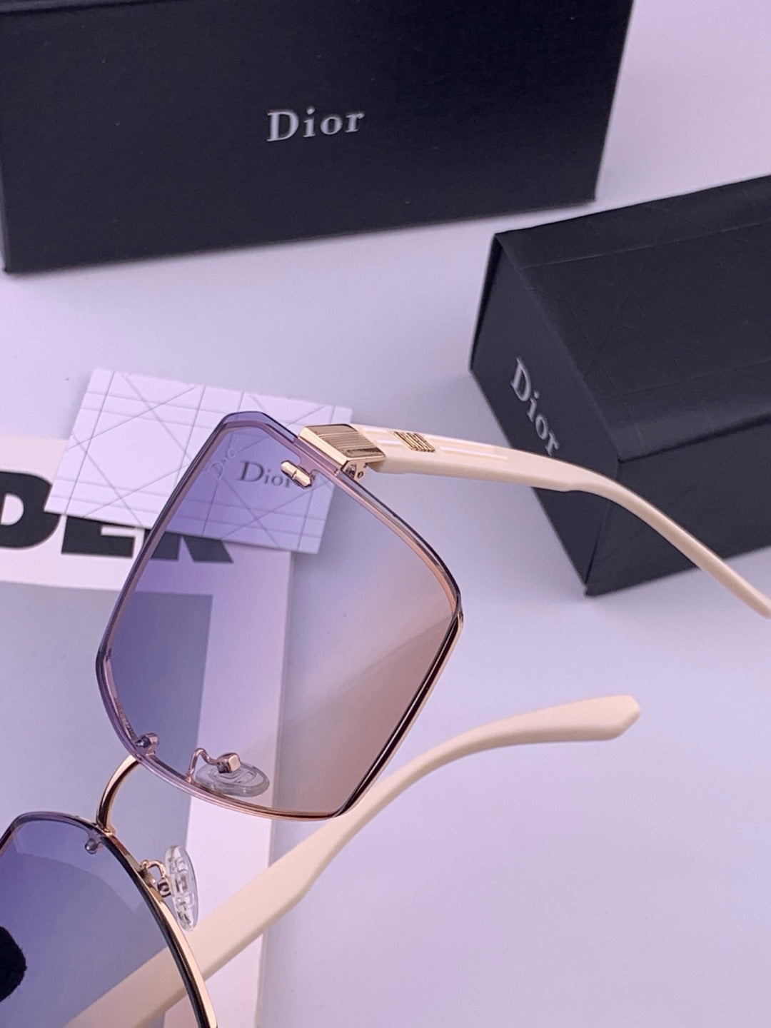 Dior CD0238 Polarized Square Gold Lens Sunglasses for Women - 415453 - detail image 3