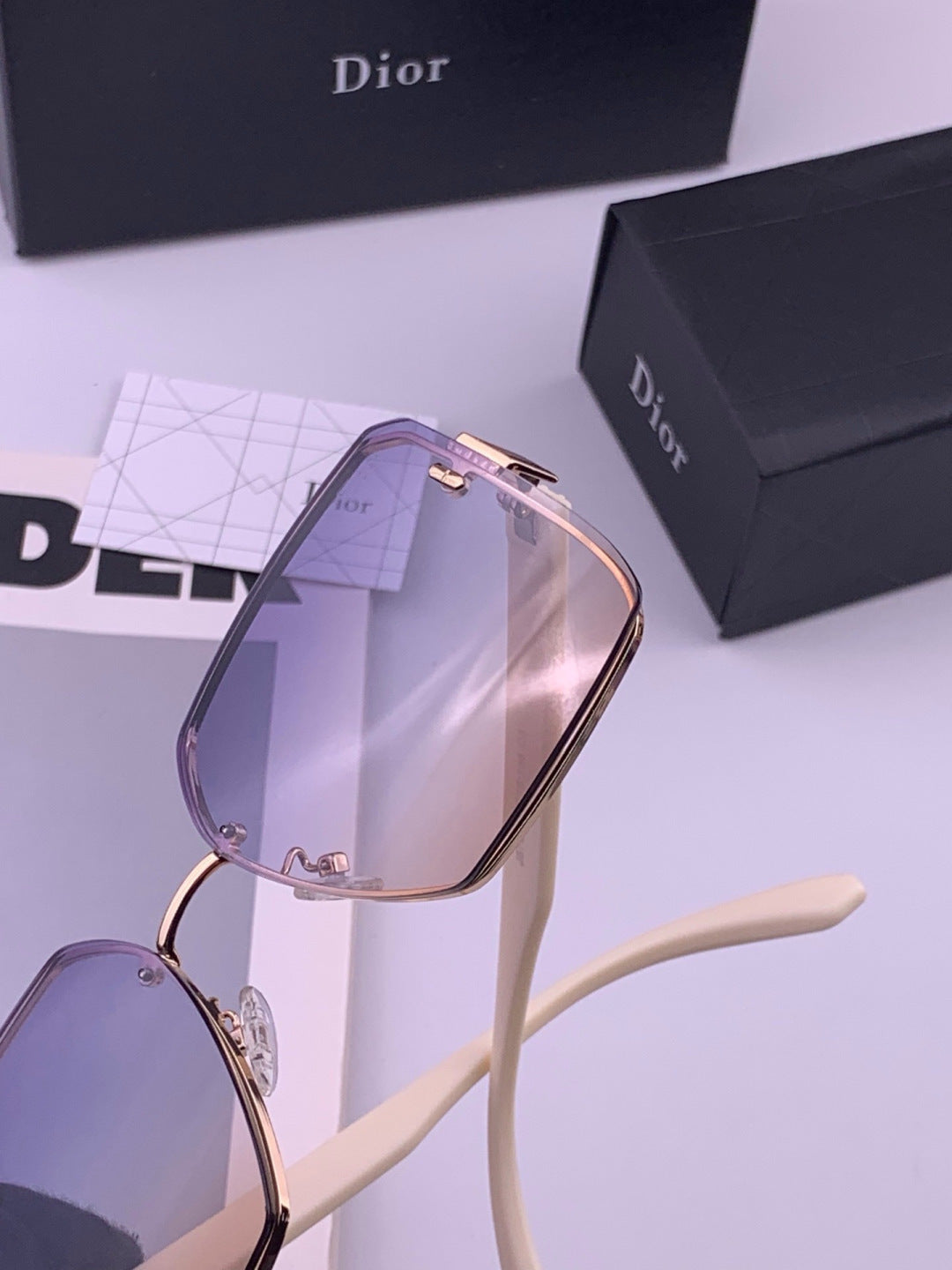 Dior CD0238 Polarized Square Gold Lens Sunglasses for Women - 415453 - detail image 6