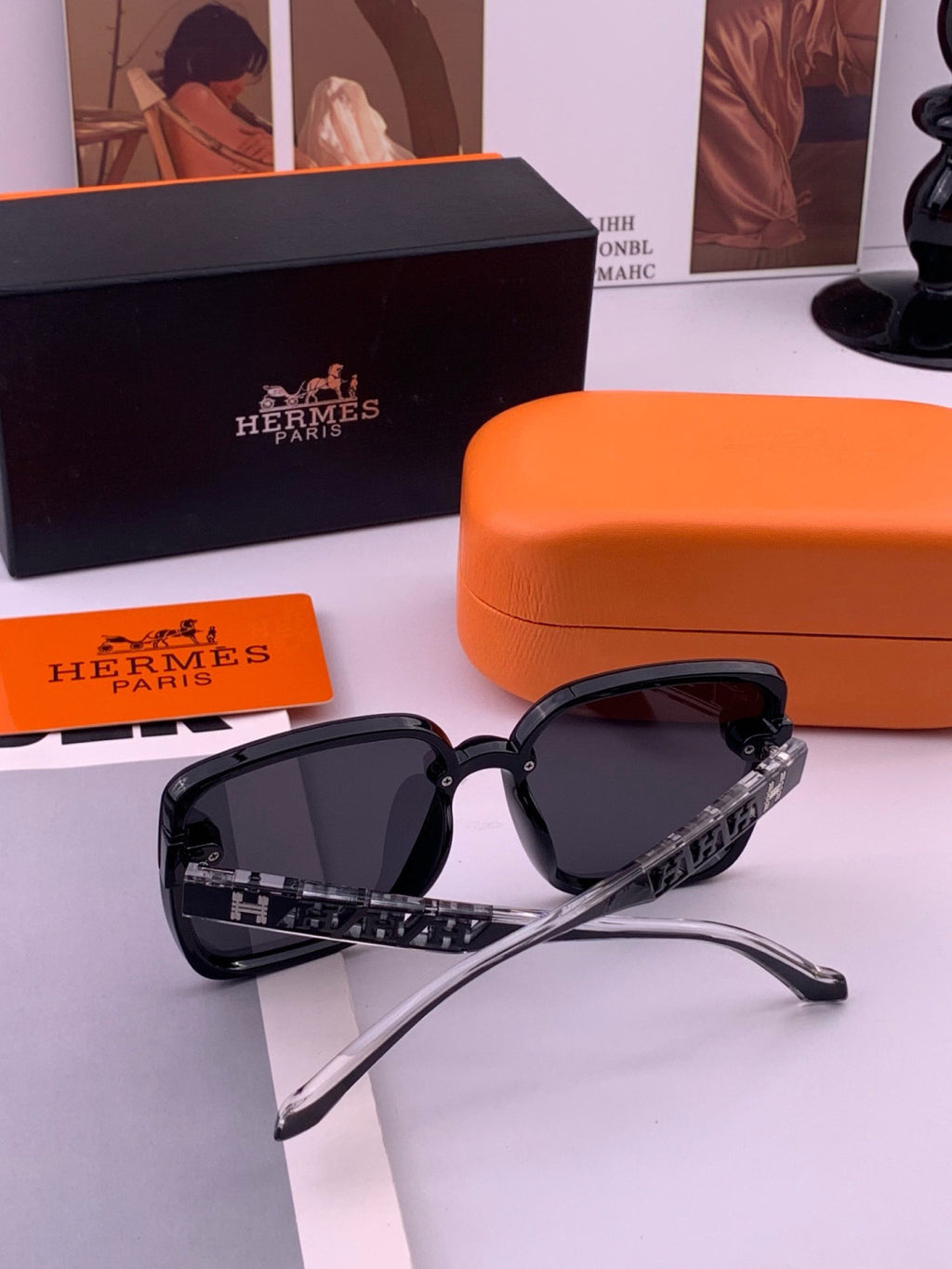 Hermès H7993 Square Black Lens Sunglasses for Men & Women - 416545 - detail image 6