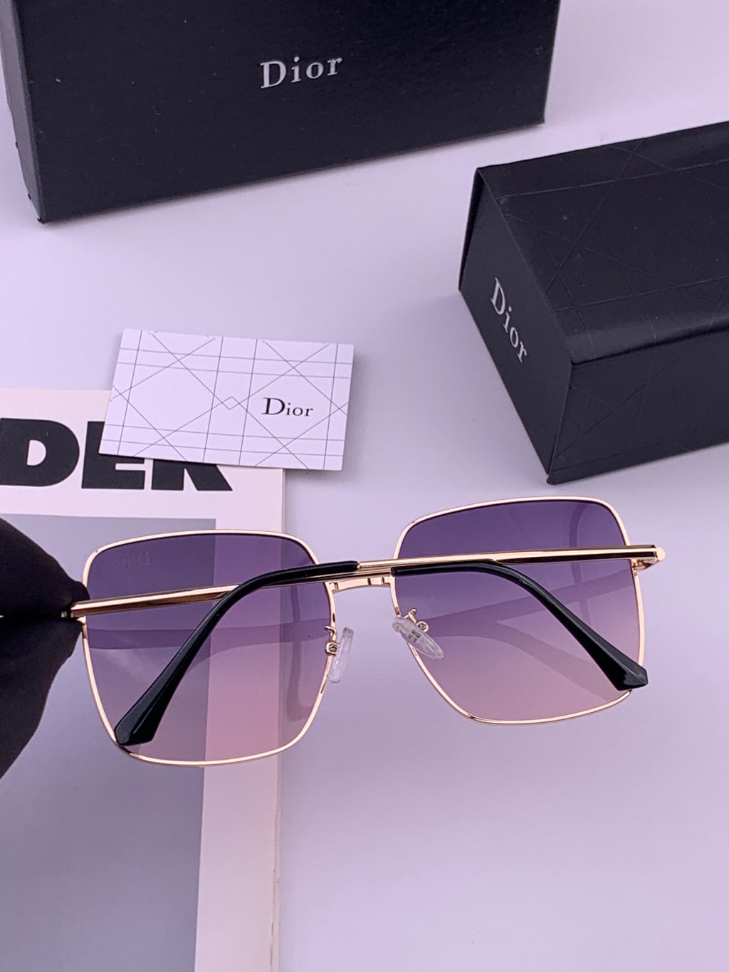 Dior D5813 Polarized Square Black Lens Sunglasses for Men & Women - 431841 - detail image 4
