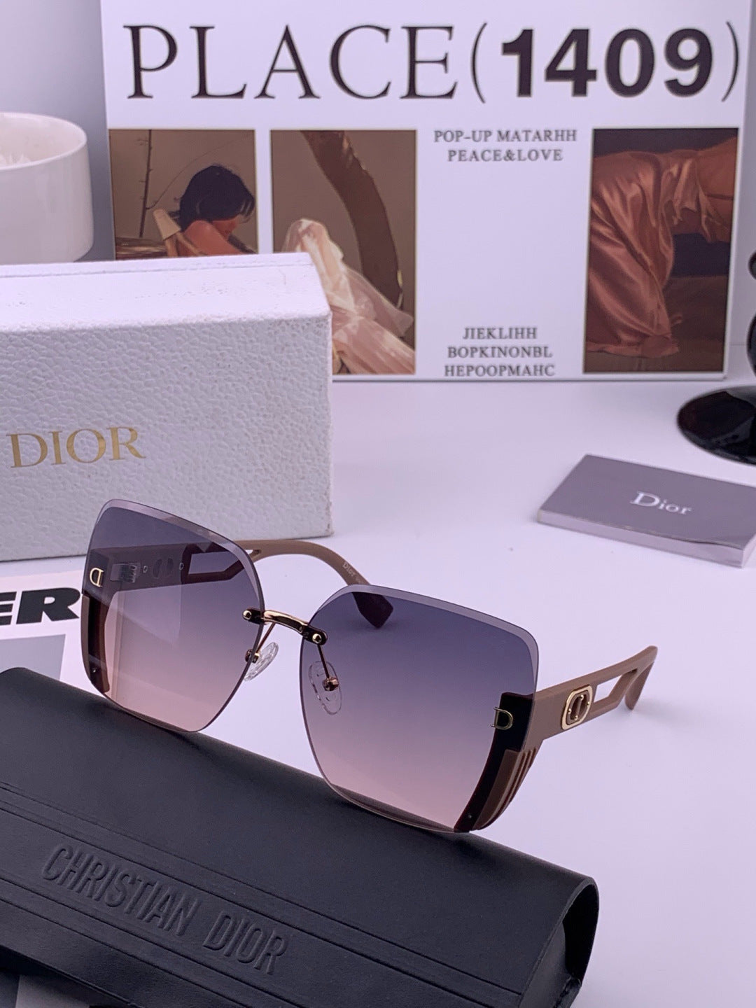 Dior CD6970 Square Gold Lens Sunglasses for Women - 431867 - detail image 4