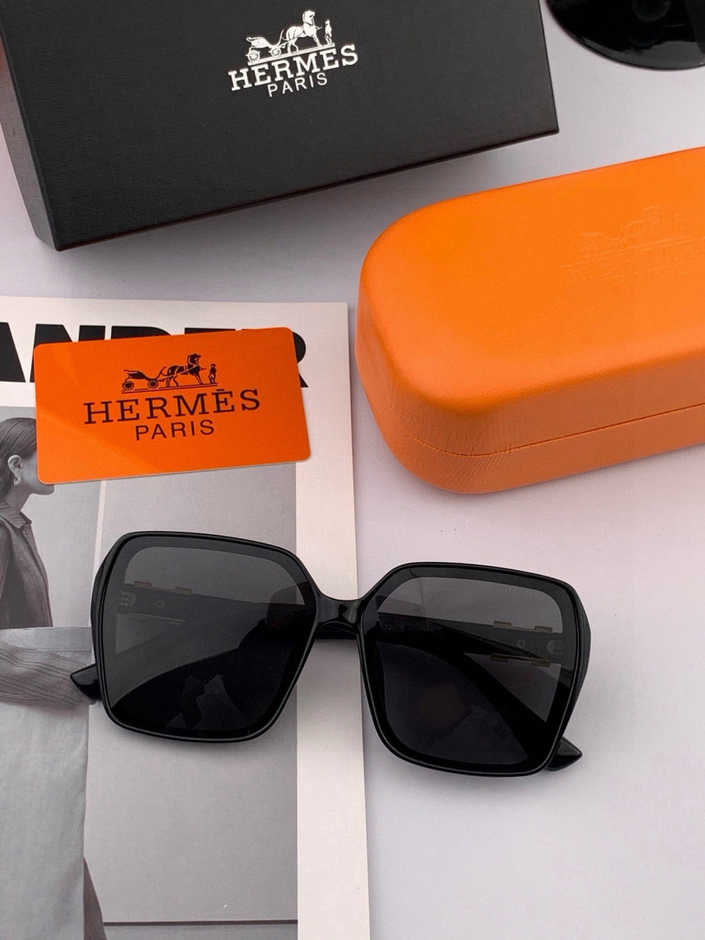 Hermès H1245 Square Gold Lens Sunglasses for Men & Women - detail image 2