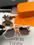 Hermès H2290 Polarized Square Gold Lens Sunglasses for Men & Women - 433007