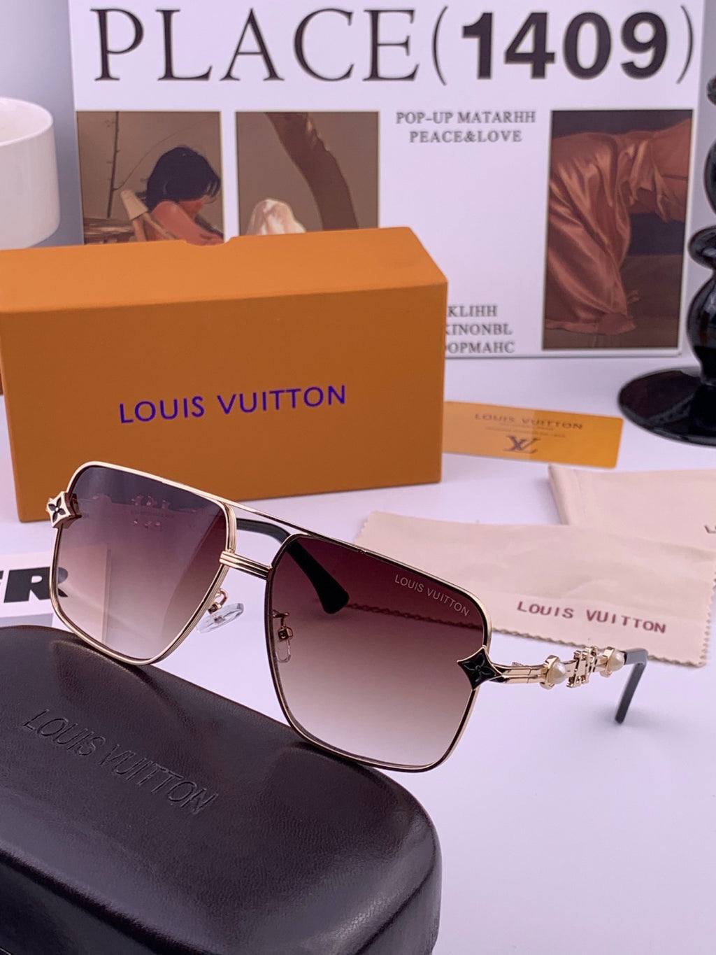 Louis Vuitton L11757 Aviator Black Lens Sunglasses for Men & Women - 431200 - detail image 4