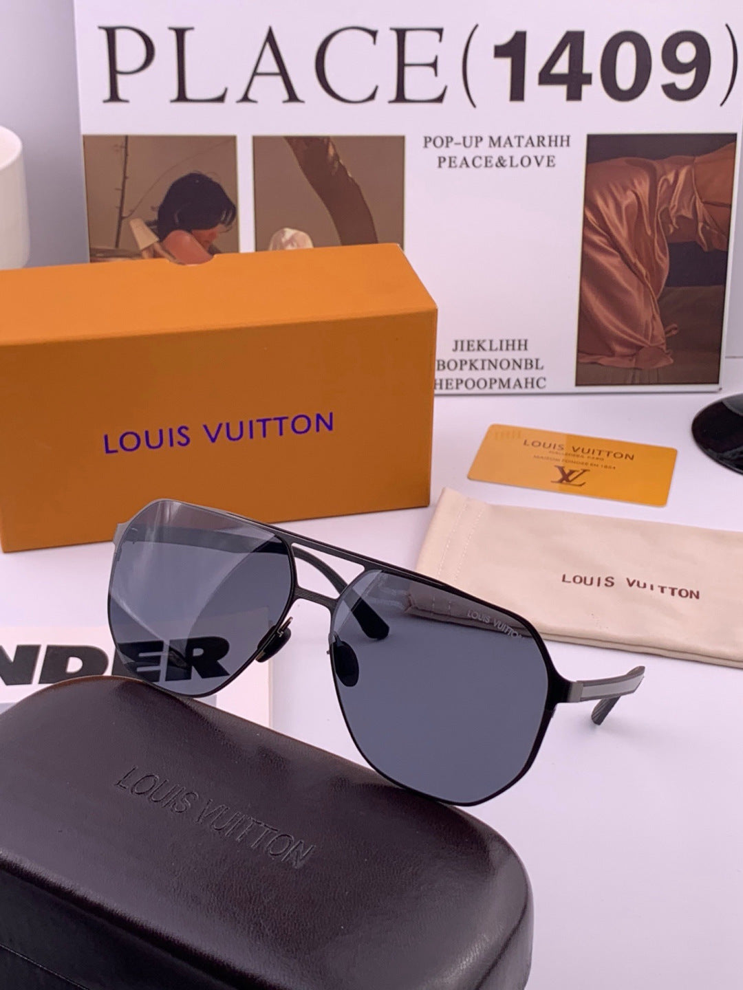 Louis Vuitton L6229 Polarized Aviator Blue Lens Sunglasses for Men - 431198 - detail image 6