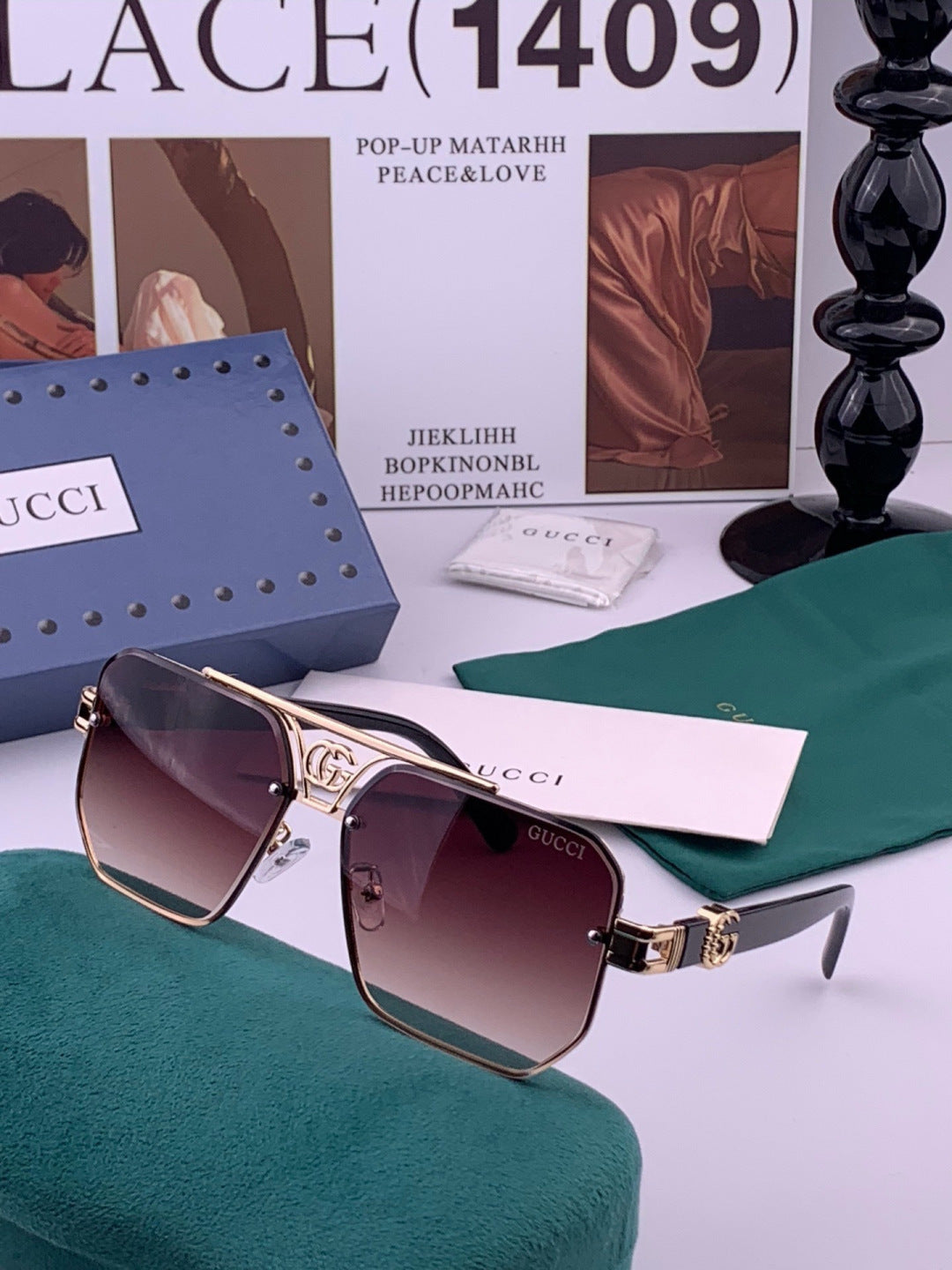 Gucci G21746 Aviator Black Lens Sunglasses for Men & Women - 431442 - detail image 2