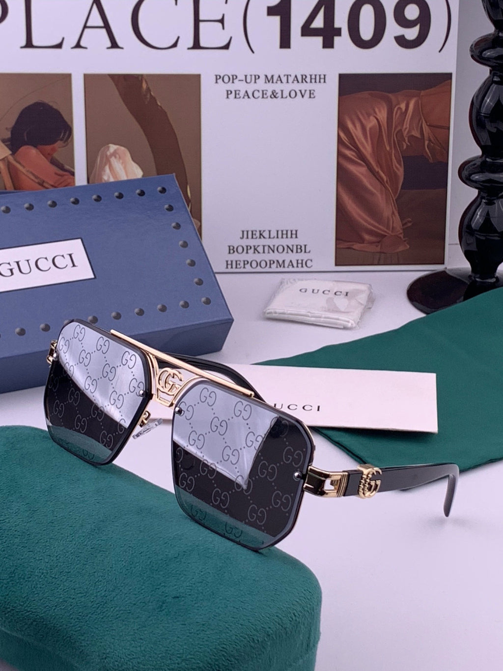 Gucci G21746 Aviator Black Lens Sunglasses for Men & Women - 431443 - detail image 2