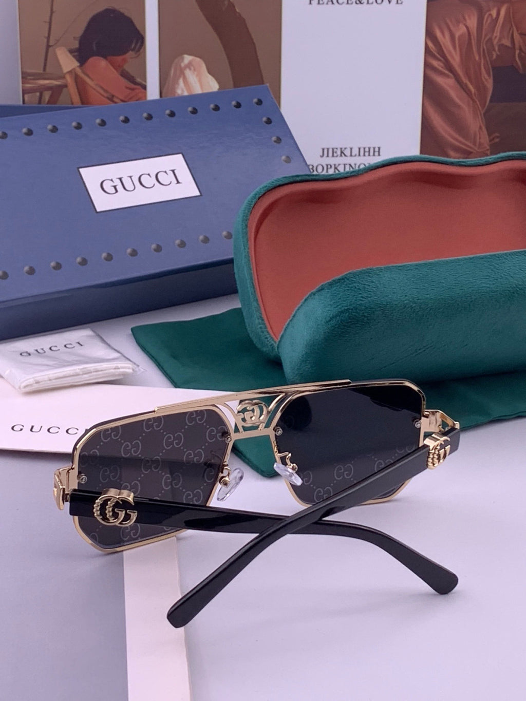 Gucci G21746 Aviator Black Lens Sunglasses for Men & Women - 431443 - detail image 4