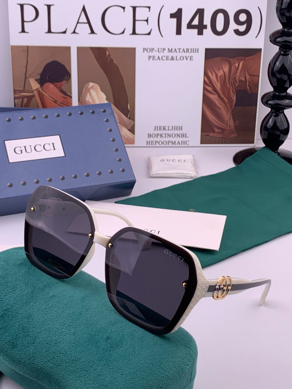 Gucci G0772 Polarized Square Gold Lens Sunglasses for Women - 431445 - detail image 2