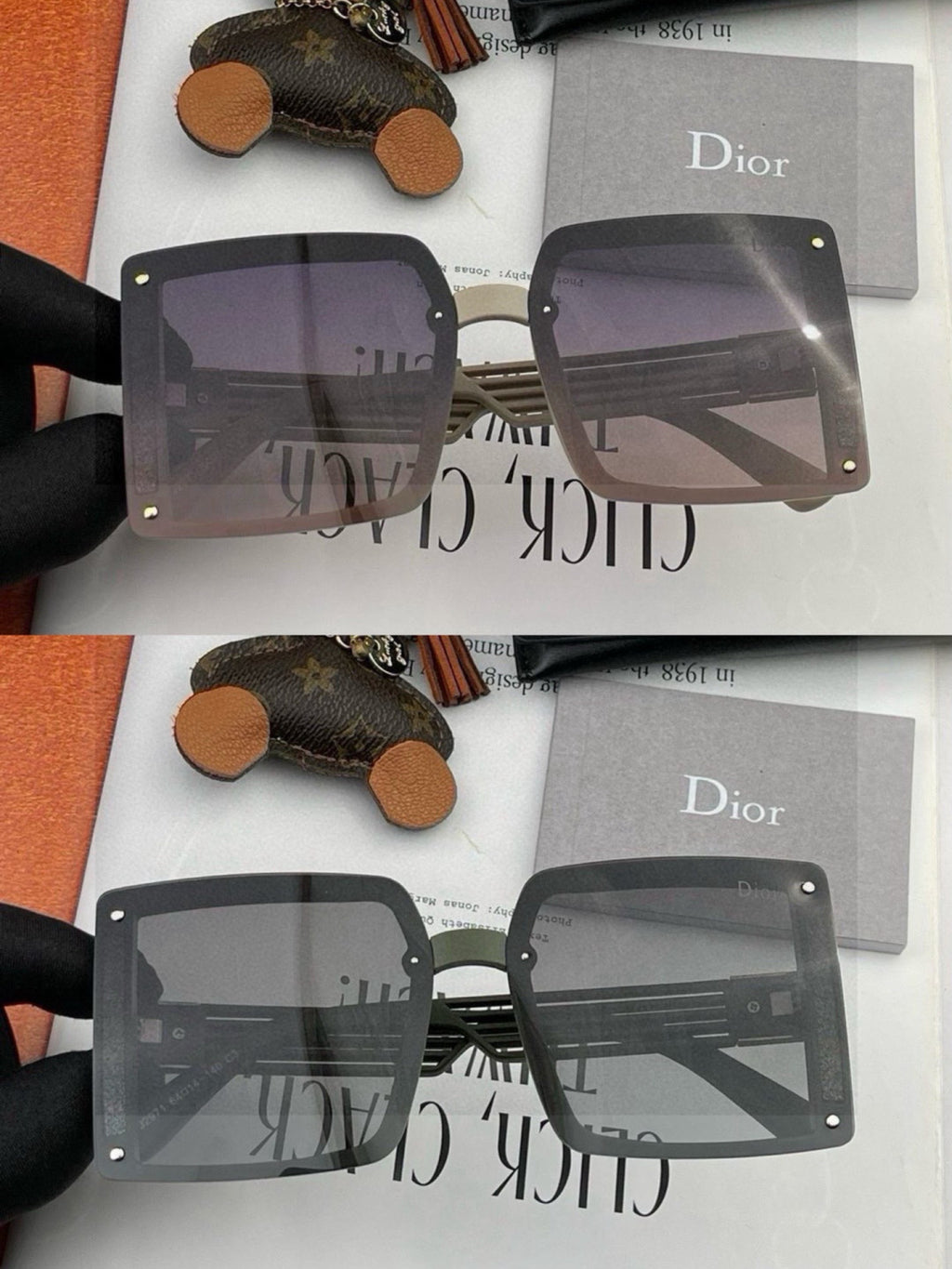 Dior D1297 Polarized Square Red Lens Sunglasses for Men & Women - 431705 - detail image 3