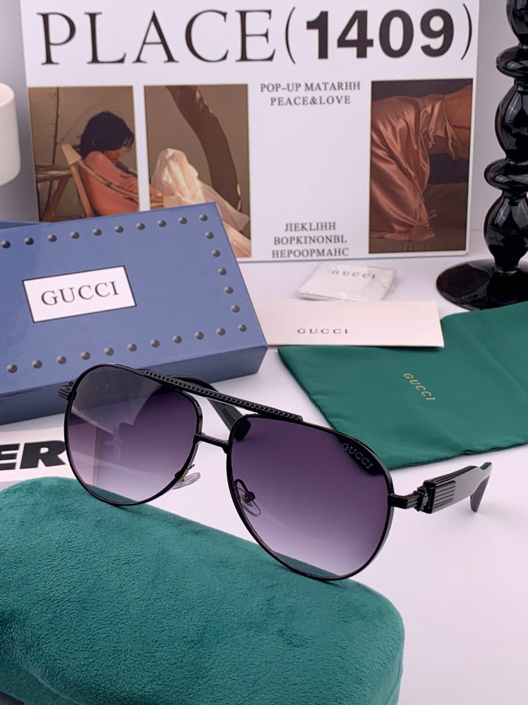 Gucci G08893 Aviator Black Lens Sunglasses for Men & Women - 431450 - detail image 2