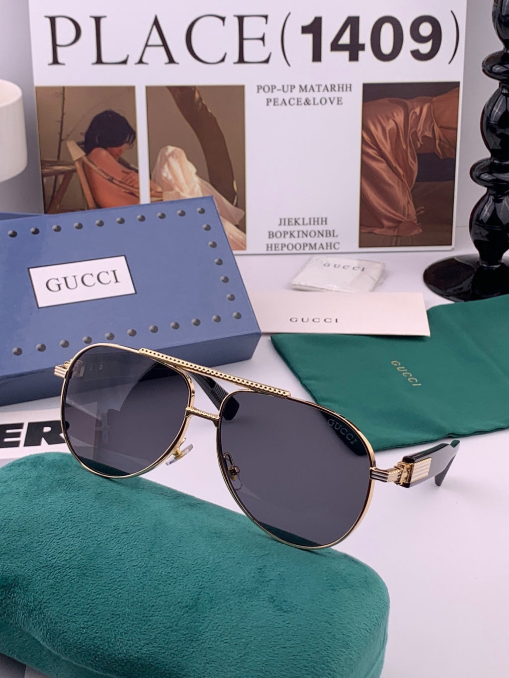 Gucci G08893 Aviator Black Lens Sunglasses for Men & Women - 431450 - detail image 4