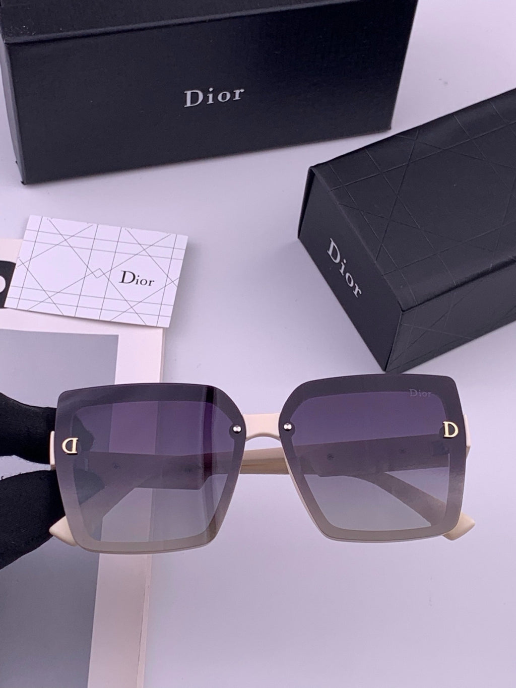 Dior CD2590 Polarized Square Black Lens Sunglasses for Women - 431711 - detail image 2