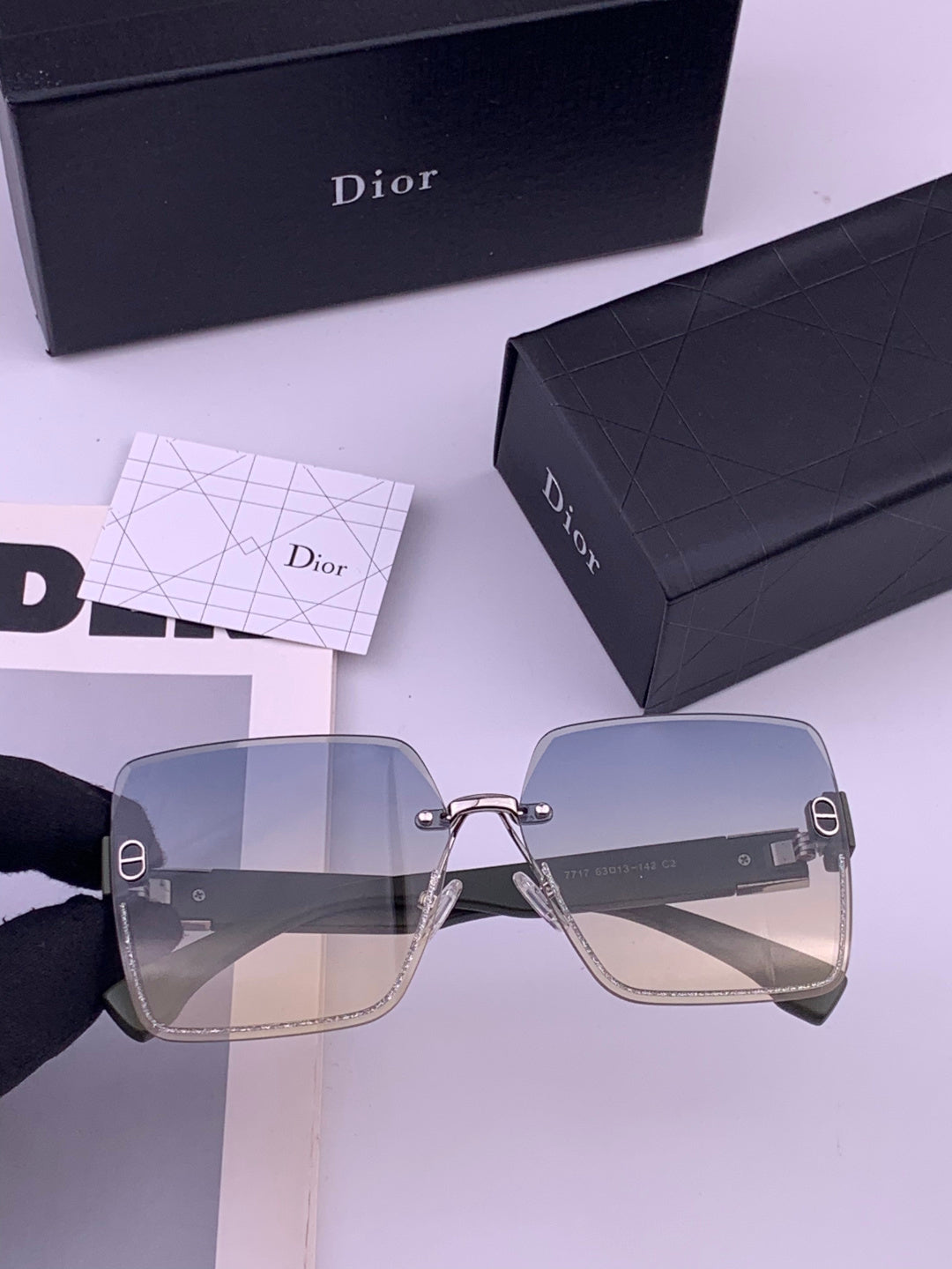 Dior D7771 Square Gold Lens Sunglasses for Men & Women - 431713